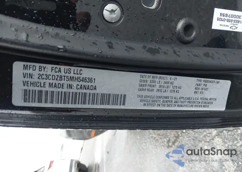 2021 Dodge Challenger R/T z USA, uszkodzony, nr VIN 2C3CDZBT5MH546361